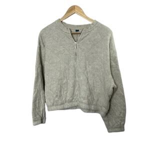 Old Navy Light Gray 1/2 Zip Cropped Pullover Sweatshirt Women's Large